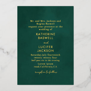 Invitation En Aluminium Simple minimaliste Vert émeraude mariage or