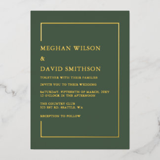 Invitation En Aluminium Simple minimaliste Vert Mariage moderne
