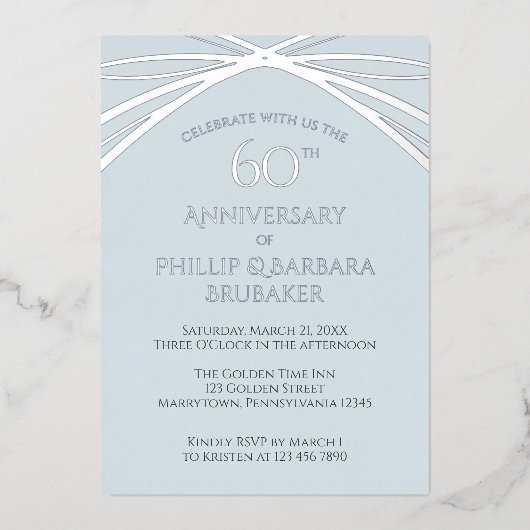 Invitation En Aluminium Simple Modern Arch 60ème Mariage fête d'anniversai (Recto)