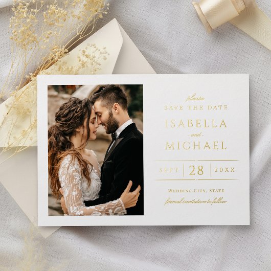 Invitation En Aluminium Simple Modern Classy Luxury Photo Save the Date