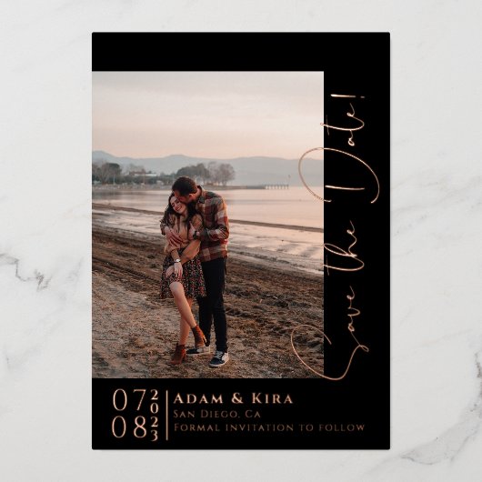 Invitation En Aluminium Simple Modern Save the Date Script (Recto)