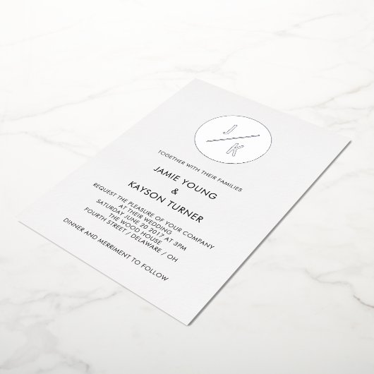 Invitation En Aluminium Simple moderne Circulaire Monogramme Mariage réel (Rotation)