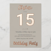 Invitation En Aluminium Simple moderne fête du 15e anniversaire (Recto)