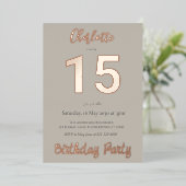 Invitation En Aluminium Simple moderne fête du 15e anniversaire (Debout devant)