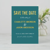Invitation En Aluminium Simple Moderne Jade Turquoise Enregistrer La Date  (Debout devant)