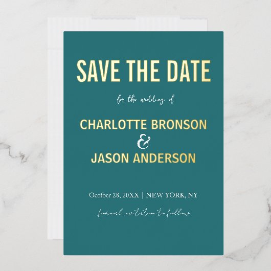 Invitation En Aluminium Simple Moderne Jade Turquoise Enregistrer La Date  (Enveloppe)