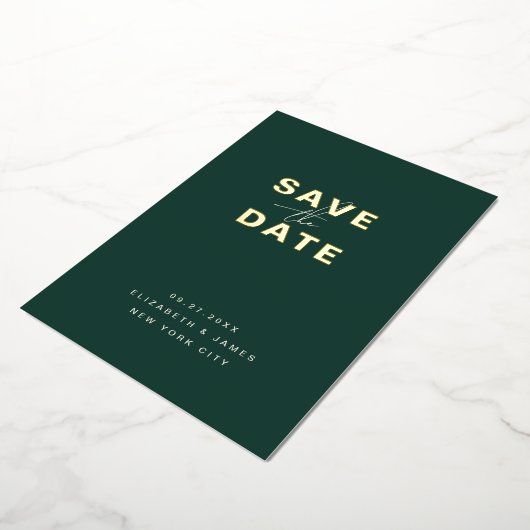 Invitation En Aluminium Simple Moderne Minimal Émeraude Vert Émeraude Enre (Rotation)