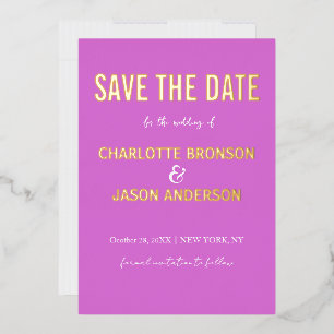 Invitation En Aluminium Simple Moderne Orchidée Radieuse Faire Part Or