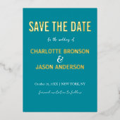 Invitation En Aluminium Simple Moderne Retro Turquoise Enregistrer La Date (Recto)
