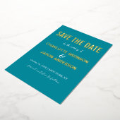 Invitation En Aluminium Simple Moderne Retro Turquoise Enregistrer La Date (Rotation)