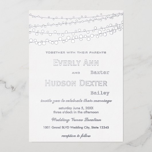 Invitation En Aluminium Simple moderne Silver Froid Galaxy Mariage (Recto)