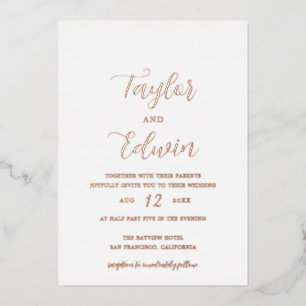 Invitation En Aluminium Simple moderne tout en un Mariage Rose or