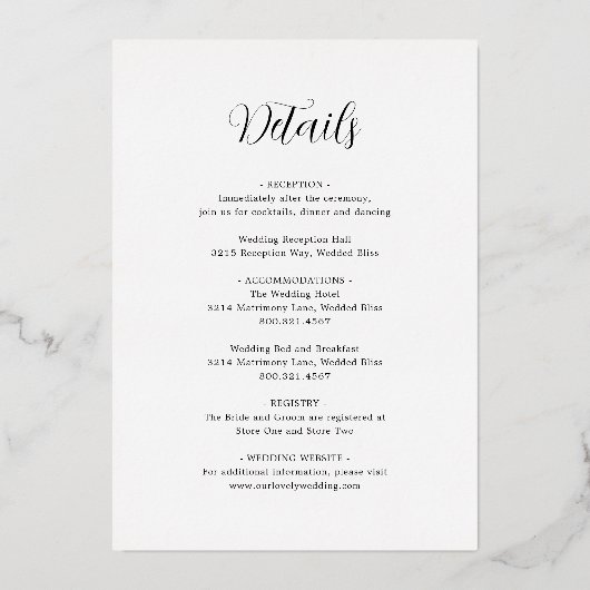 Invitation En Aluminium Simple moderne tout en un Mariage Rose or (Verso)