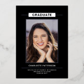 Invitation En Aluminium Simple Modernité Graduation Photo Gold Script (Recto)