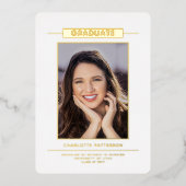 Invitation En Aluminium Simple Modernité Graduation Photo Gold Script (Recto)