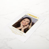 Invitation En Aluminium Simple Modernité Graduation Photo Gold Script (Rotation)