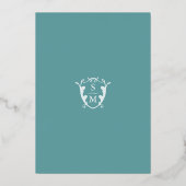 Invitation En Aluminium Simple Monogram Mariage Bleu (Verso)