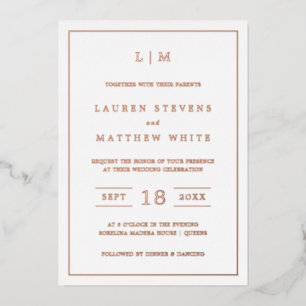 Invitation En Aluminium Simple Monogramme Élégant de Mariage