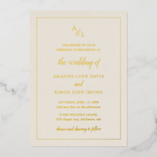 Invitation En Aluminium Simple Monogramme Élégant Mariage Formel