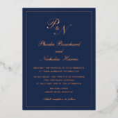 Invitation En Aluminium Simple Monogramme Formel Marine Bleu Mariage Rose  (Recto)