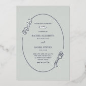 Invitation En Aluminium Simple Moss Green Nom Oval Border Mariage Real (Recto)