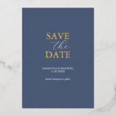Invitation En Aluminium Simple Navy Blue Enregistrer Le Mariage Date (Recto)