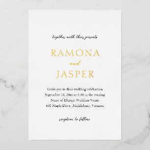 Invitation En Aluminium Simple noir et blanc Gras Mariage moderne