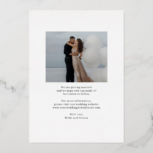 Invitation En Aluminium Simple Note FOIL Couleur Personnalisée Enregistrer (Verso)