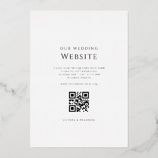 Invitation En Aluminium Simple Palm Tree Feuille Mariage Qr Code Gold (Verso)