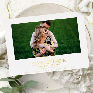 Invitation En Aluminium Simple Photo de mariage élégant, Enregistrez la da