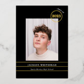 Invitation En Aluminium Simple Photo Graduate Noir (Recto)