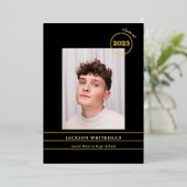 Invitation En Aluminium Simple Photo Graduate Noir (Debout devant)