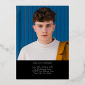 Invitation En Aluminium Simple Photo Graduate Noir (Verso)