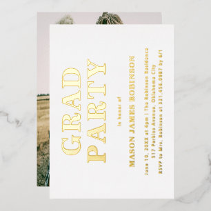 Invitation En Aluminium Simple Photo Modern Graduation Party