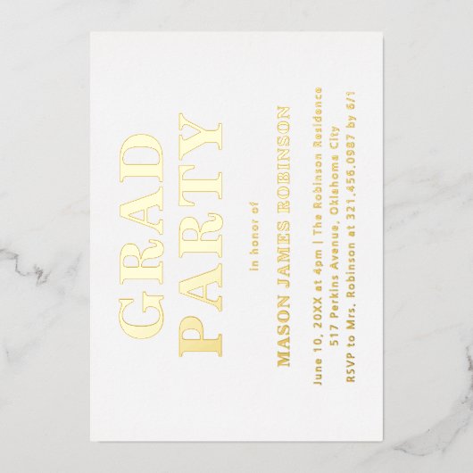 Invitation En Aluminium Simple Photo Modern Graduation Party (Recto)