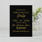 Invitation En Aluminium Simple Premium Gold et Black New Year's Eve Party (Debout devant)
