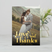 Invitation En Aluminium Simple Retro Typographie Amour et Merci Photo (Debout devant)