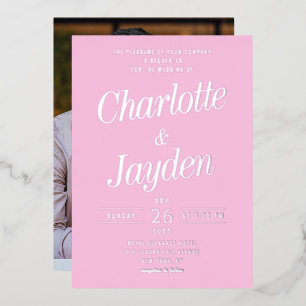 Invitation En Aluminium Simple rose élégant Mariage photo Script