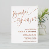 Invitation En Aluminium Simple Rose Gold Calligraphie Baby Showerl (Debout devant)