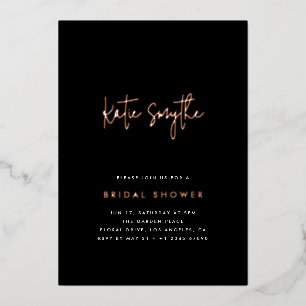 Invitation En Aluminium Simple Rose Gold et Black Bridal Shower