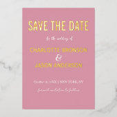 Invitation En Aluminium Simple Rose Moderne Sauver La Date Or (Recto)