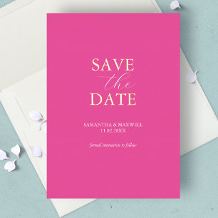 Invitation En Aluminium Simple Rose Vibrant Enregistrer La Date De Mariage