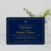 Invitation En Aluminium Simple Sainte Croix Confirmation Réelle (Debout devant)