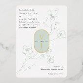 Invitation En Aluminium Simple sauge vert moderne jardin d'or (Recto)