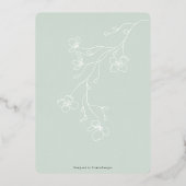 Invitation En Aluminium Simple sauge vert moderne jardin d'or (Verso)