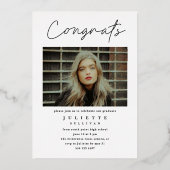 Invitation En Aluminium Simple Script 3 Photo Graduation Party (Verso)