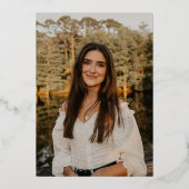 Invitation En Aluminium Simple Script Navy Blue Photo Graduation (Verso)