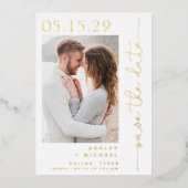 Invitation En Aluminium Simple Script Typographie 5 Photo Enregistrer la D (Recto)