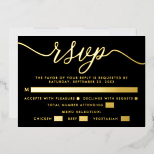 Invitation En Aluminium Simple Script - Vrai Feuillet - Réponse au mariage