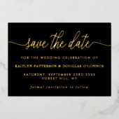 Invitation En Aluminium Simple Script - Vrai Feuillet - Sauvegarder La Dat (Recto)